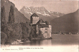 CPA Suisse (Vaud) Veytaux - Château De Chillon Et La Dent Du Midi TBE éd. Charnaux Frères & Co à Genève - Veytaux