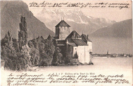 CPA Suisse (Vaud) Veytaux - Le Château De Chillon Et La Dent Du Midi TBE Précurseur 1905, Scan Recto-verso, éd Jullien - Veytaux