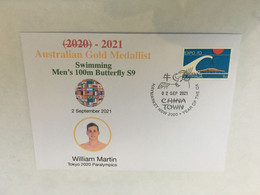 (ZZ 48) 2020 Tokyo Paralympic - Australia Gold Medal Cover Postmarked Haymarket (Swimming) W. Martin (100m) - Summer 2020: Tokyo