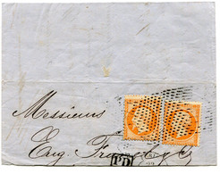 PARIS Fragment De Lettre Pour ITALIE Avec N°23x2 Oblitérés Roulettes De Points - 1849-1876: Klassieke Periode