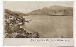 (RECTO / VERSO) LOCH LOMOND AND BEN LOMOND EN 1950 - VELVETTE GRAVURE - BEAU TIMBRE - FORMAT CPA VOYAGEE - Dunbartonshire