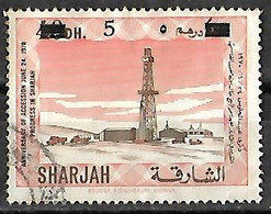 UAE Sharjah 1970 Anniversary Of Accession Progress Overprinted 5 Dh On 40 Dh Variety Double Overprinted. - Sharjah