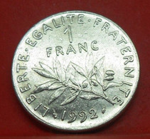1 Franc Semeuse 1992 - TTB - Pièce De Monnaie Française Collection - N20589 - H. 1 Franc