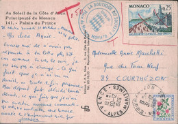 ALPES MARITIMES - VENCE - TIMBRE DE MONACO - NON ACCEPTE AVEC T DE TAXE - TAXE A COURTHEZON - VAUCLUSE - 1859-1959 Cartas & Documentos