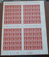 France - 1906 - Franchise Militaire N°Yv. 5 - Semeuse 10c Rouge - Feuille De 100 Millésimée - Neuf Luxe ** / MNH - Franchise Stamps