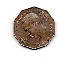 TANZANIA 1961-1971 FIVE SHILLINGS NYERERE Copper-Nickel Ten Sided Coin. - Tansania