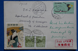 ¤14 JAPAN  BELLE  LETTRE  1958 SAPPORO  POUR GRONINGEN NEDERLAND+ +AFFRANCH . PLAISANT - Storia Postale