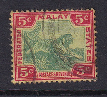 Federated Malay States: 1904/22   Tiger    SG39e    5c   [on Pale Yellow]   Used - Federated Malay States