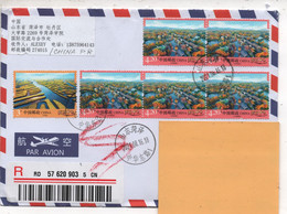 China 2021. Shandong 274015. Registered Airmail Multi Franked Cover To UK - Interesting - Storia Postale