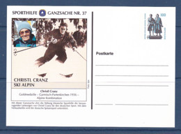 Timbres D'Allemagne, Médaillés Aux Jeux Olympique D'hiver Christl Cranz Ski Alpin, 1 Entier Postal De 1998 à 50% - Winter 1998: Nagano