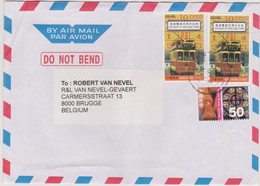 HONG KONG 2004 Enveloppe PA   Vers La Belgique  Affranch. Multiples (Centenary Hong Kong Trams...) - Lettres & Documents