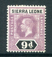 Sierra Leone 1912-21 KGV - Wmk. Mult. Crown CA - 9d Purple & Black HM (SG 121) - Sierra Leone (...-1960)