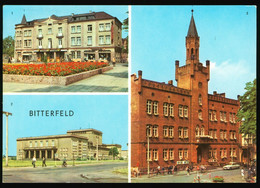 DDR Foto AK Um 1975 Bitterfeld, Hotel Central, Kulturpalast, Rathaus - Bitterfeld