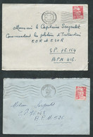 Lot 4 Dovuments , 3 Lettres + 1 Cpsm , Affranchie Par 4 Gandon Différents   - Lp313 - 1945-54 Marianne De Gandon