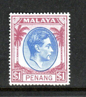Penang 1949 - $1 Blue & Purple SG20 MNH Cat £20 SG2020 - Penang