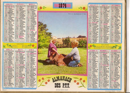 -almanach Des PTT 1974   EURE Thème Enfants Veau - Grand Format : 1971-80