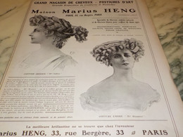 ANCIENNE PUBLICITE GRAND MAGASIN DE CHEVEUX DE MARIUS HENG 1909 - Accessoires