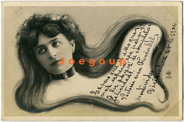 Postcard Photo Art Portrait Young Woman With Long Hair 1904 Uruguay Stamp - Donne