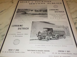 ANCIENNE PUBLICITE CAMION MILITAIRE LORRAINE - DIETRICH  1907 - Camions