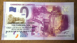 2016 BILLET 0 EURO SOUVENIR DPT 13 CARRIÈRES DE LUMIÈRES + TIMBRE ZERO 0 EURO SCHEIN BANKNOTE PAPER MONEY BANK - Privatentwürfe