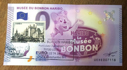 2015 BILLET 0 EURO SOUVENIR DPT 30 MUSÉE DU BONBON HARIBO + TIMBRE ZERO 0 EURO SCHEIN BANKNOTE PAPER MONEY - Private Proofs / Unofficial