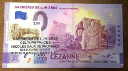 2021 BILLET 0 EURO SOUVENIR DPT 13 CARRIÈRES DE LUMIÈRES + TIMBRE N°51 ZERO 0 EURO SCHEIN BANKNOTE PAPER MONEY BANK - Essais Privés / Non-officiels