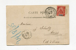 !!! COTE D'IVOIRE, CPA DE GRAND BASSAM DE 1905 POUR ASSINIE, AFFRANCH TP DU SENEGAL - Storia Postale