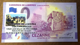 2021 BILLET 0 EURO SOUVENIR DPT 13 CARRIÈRES DE LUMIÈRES + TIMBRE N°58 ZERO 0 EURO SCHEIN BANKNOTE PAPER MONEY BANK - Essais Privés / Non-officiels