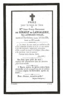 FAIRE PART DE DÉCES 8 JUIN 1874 De ANNE GRACY HERMANCE De GÉRAULT De La LANGALERIE Née LAFORCADE CHALUE - Todesanzeige