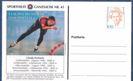 Timbres D'Allemagne, Médaillés Aux Jeux Olympique D'hiver Claudia Pechstein , 1 Entier Postal MNH ** à 50% - Invierno 1998: Nagano