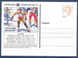 Timbres D'Allemagne, Médaillés Aux Jeux Olympique D'hiverUschi Disl Biathlon, 1 Entier Postal MNH ** à 50% - Winter 1998: Nagano