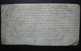 1582 Très Joli Parchemin Concernant La Famille Guillebert, Belle Signature, Dimensions 300 X 160 Mm - Manuskripte
