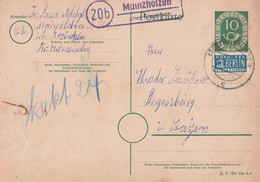 Bund  Karte Mit Landpoststempel Mainzholzen über Kreiensen 1952 Eimen Escherhausen Stadtoldendorf Lk Holzminden - Marcofilie - EMA (Printmachine)