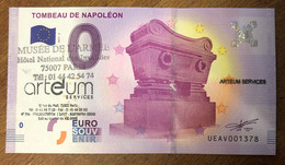 2017 BILLET 0 EURO SOUVENIR DPT 75 PARIS TOMBEAU DE NAPOLÉON + TIMBRE ZERO 0 EURO SCHEIN BANKNOTE MONEY BANK - Privatentwürfe