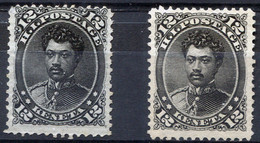 HAWAII 1875 - 12c Black Sc.36 (Mi.22, Yv.28) Two Shades (white And Cream-coloured Paper) MNG (VF) - Hawaii
