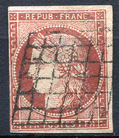 FRANCE 1849 1F Brown Carmine - Yv.6B (Mi.7b, Sc.9b) Fresh Colour (v.slight Thin ) - 1849-1850 Cérès