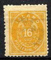 ICELAND 1873 Wmk Crown Perf.12.5 - Yv.5B (Mi.5B, Sc.7) MH (VF) - Neufs
