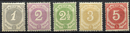 CURACAO 1889 - Mi.19-23 (Yv.13-17, Sc.13-17) 4MH (with Gum) - 1MNG - Curaçao, Nederlandse Antillen, Aruba