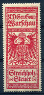 GG Warschau - Streichholz Steuer (mach Tax) Rare Revenue Stamp (MNH) - Fiscaux