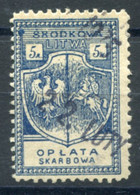 1921 CENTRAL LITHUANIA (LITWA SRODKOWA) Revenue Stamp 5M - Fiscale Zegels