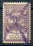 1921 CENTRAL LITHUANIA (LITWA SRODKOWA) Revenue Stamp 10K (small Thin) - Fiscale Zegels