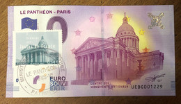 2017 BILLET 0 EURO SOUVENIR DPT 75 PANTHÉON + TIMBRE ZERO 0 EURO SCHEIN BANKNOTE PAPER MONEY - Pruebas Privadas