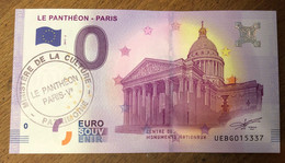 2017 BILLET 0 EURO SOUVENIR DPT 75 PANTHÉON + TAMPON ZERO 0 EURO SCHEIN BANKNOTE PAPER MONEY - Pruebas Privadas