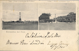 1905 PERÚ , T.P. CIRCULADA , LIMA - SMICHOV , LLEGADA , RECUERDOS DEL PERÚ , CALLAO , DOS DE MAYO , MONUMENTOS - Pérou