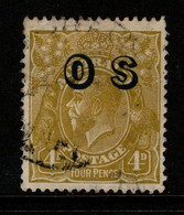 Australia SG O126  1933 King George Head 4d Yellow-Olive, Overprinted OS ,Used, - Officials
