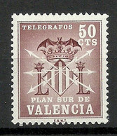 VALENCIA SPAIN Spanien Espana 1963 Recargo Obligatorio PLAN SUR Telegrafos, No 2 Telegraph Telegrafenmarke MNH - Telegramas