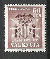 VALENCIA SPAIN Spanien Espana 1963 Recargo Obligatorio PLAN SUR Telegrafos, No 2 Telegraph Telegrafenmarke MNH - Telegraph