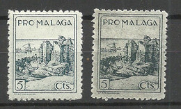 SPAIN Spanien Espana 1930ies Civil War Pro Malaga, Paper Types (thick & Thin) * - Otros & Sin Clasificación