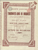 Titre Ancien - Société Anonyme Des Tramways Unis De Bucarest - Titre De 1899 - EF - Spoorwegen En Trams