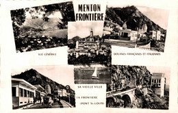 N°15204 Z -cpsm Menton Frontière -multivues- - Douane